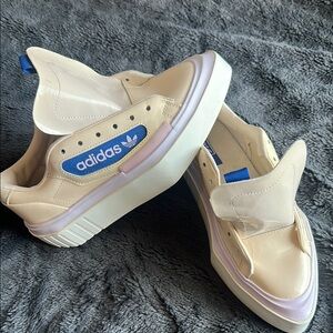 Adidas Cream Retro Sneakers with Suede Accents